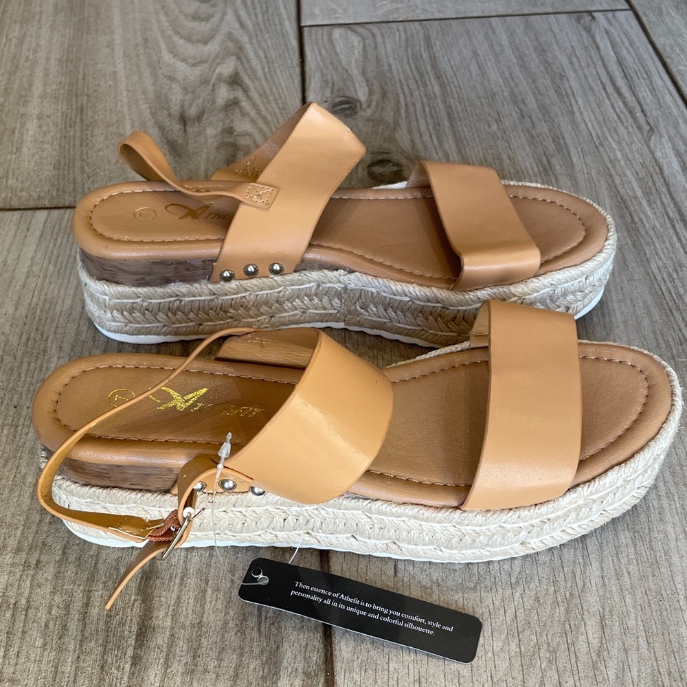 Women's Athlefit Tan Platform Sandals